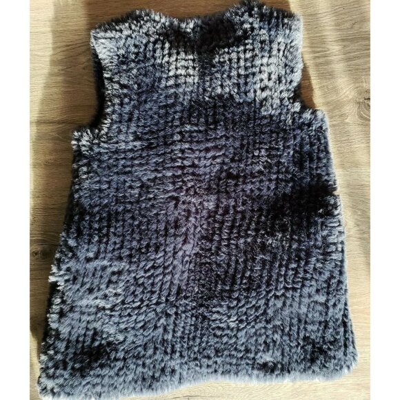 Love Token Faux Fur Vest Womens S Indigo Blue Sleeveless Jacket Groovy Long Wrap - Picture 4 of 11